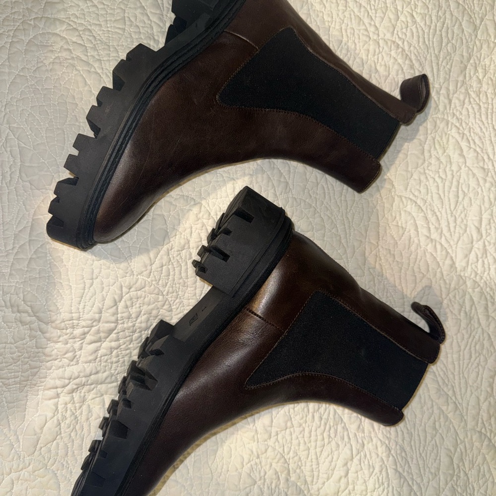 Zara Brown and Black Women's Chukka Lug Boots